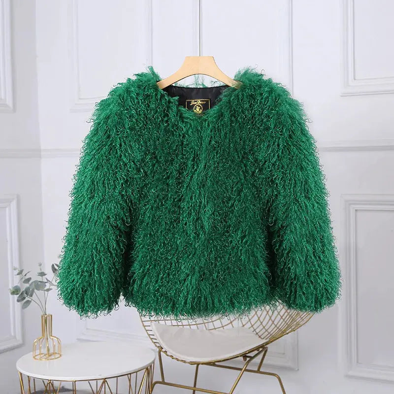 TARUXY Fashion Luxury Cropped Faux Fur Coat Women's Winter 2025 Ins Hot Fluffy Short Faux Fur Jacket Street Style Warm Outwear ZITA LA BELLE ÉLITE