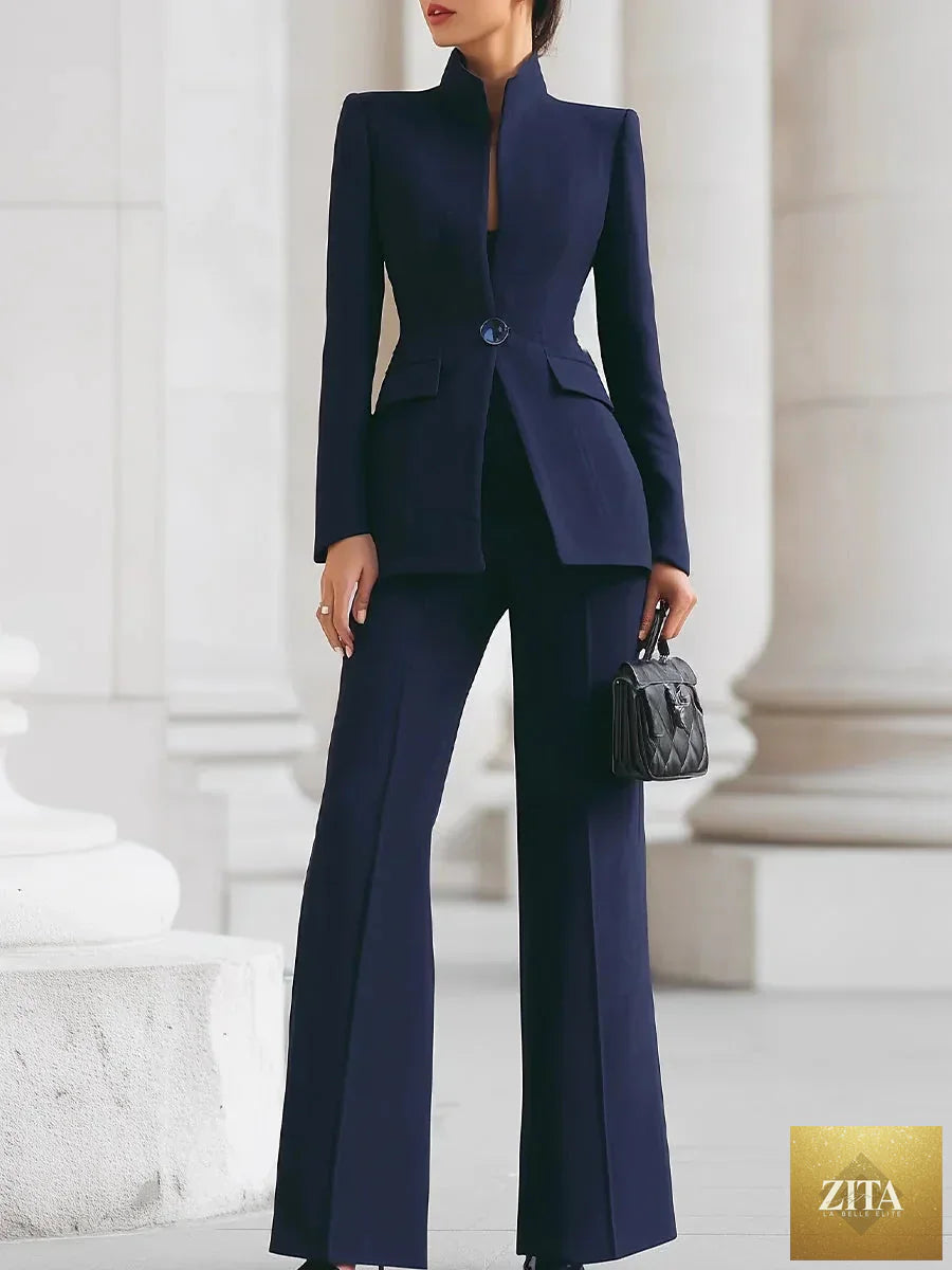 White women suit set with blazer and pants by Nurse Nook Clothes, ideal for business, work, or casual daily wear.