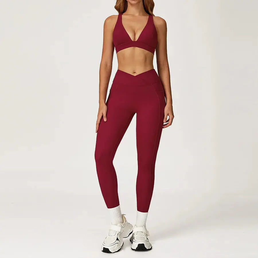 Yoga Set 2 Pieces Workout Outfits Fitness Sportswear Gym Tracksuit High Waist Leggings Sports Vest Athletic Wear Women Clothes ZITA LA BELLE ÉLITE