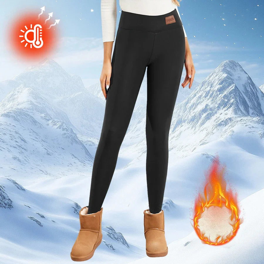 Winter Thermal Fleece Tommy Control Women Leggings Thick Flared Pants High-Waisted