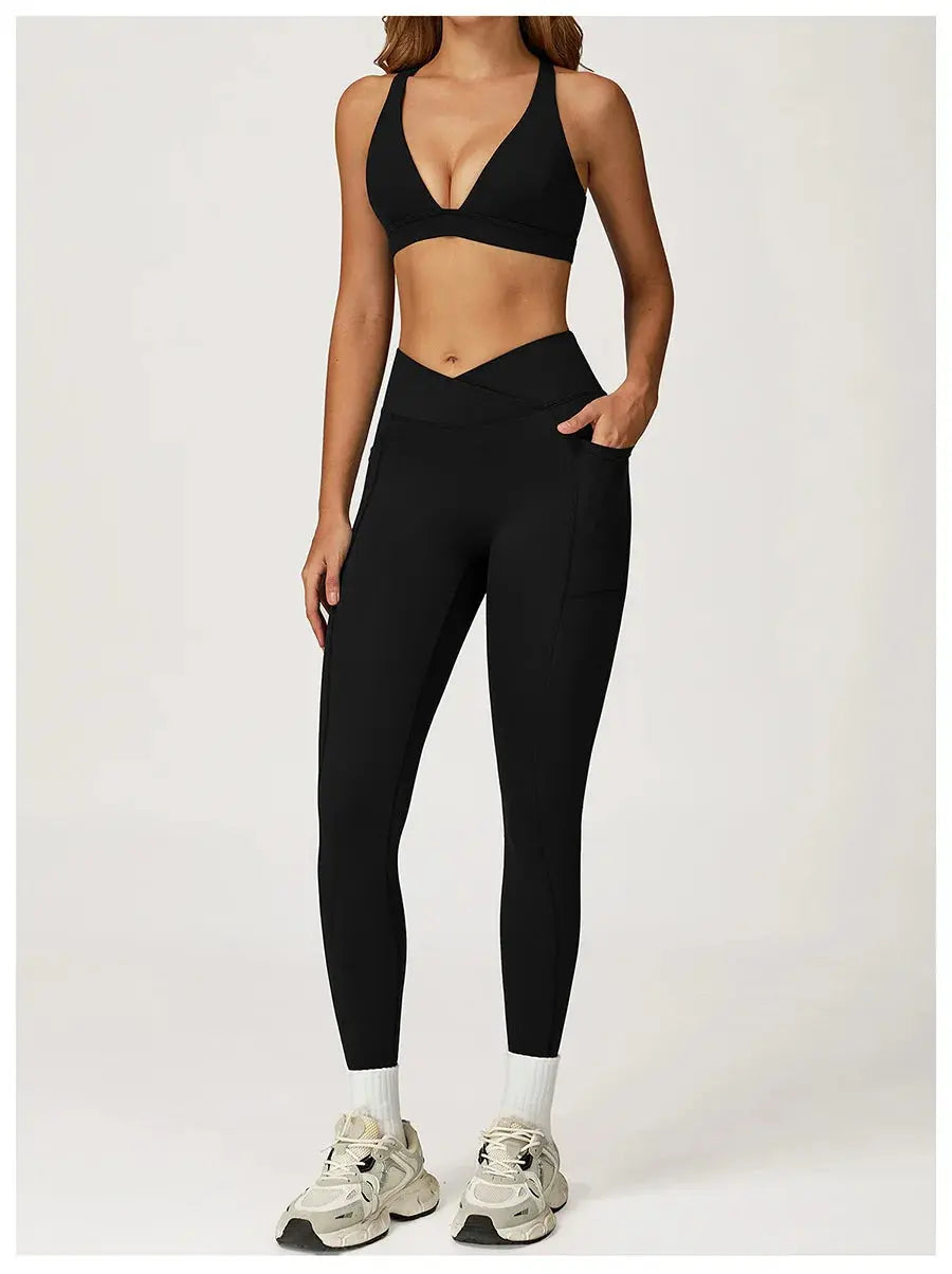 Yoga Set 2 Pieces Workout Outfits Fitness Sportswear Gym Tracksuit High Waist Leggings Sports Vest Athletic Wear Women Clothes ZITA LA BELLE ÉLITE