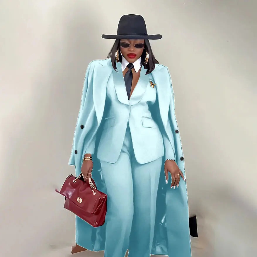 Modern Women's Suit New 3 Piece Pants Sets Blazer+Trousers+Overcoat Office Commute Elegant Style Banquet Dinner Formal Wear ZITA LA BELLE ÉLITE