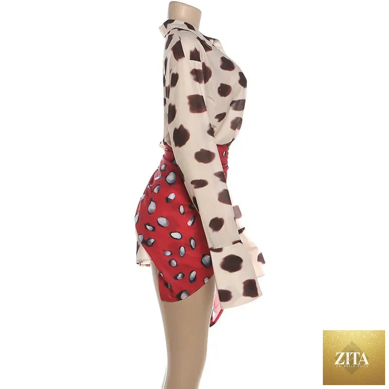 Sexy Printed With Detachable Scarf Women's Shirt Dress Lapel Collar Full Sleeve Button Mini Dresses 2026 Summer Chic Female Robe