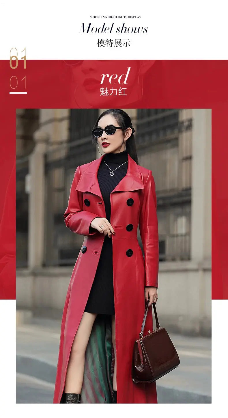 Mauroicardi Spring Autumn Extra Long Soft Pu Leather Trench Coat for Women Sashes Double Breasted Elegant Luxury Chic Overcoat ZITA LA BELLE ÉLITE