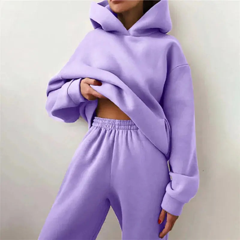 Women's Tracksuit Suit Autumn Fashion Warm Hoodie Sweatshirts Two Pieces Oversized Solid Casual Hoody Pullovers Long Pant Sets ZITA LA BELLE ÉLITE