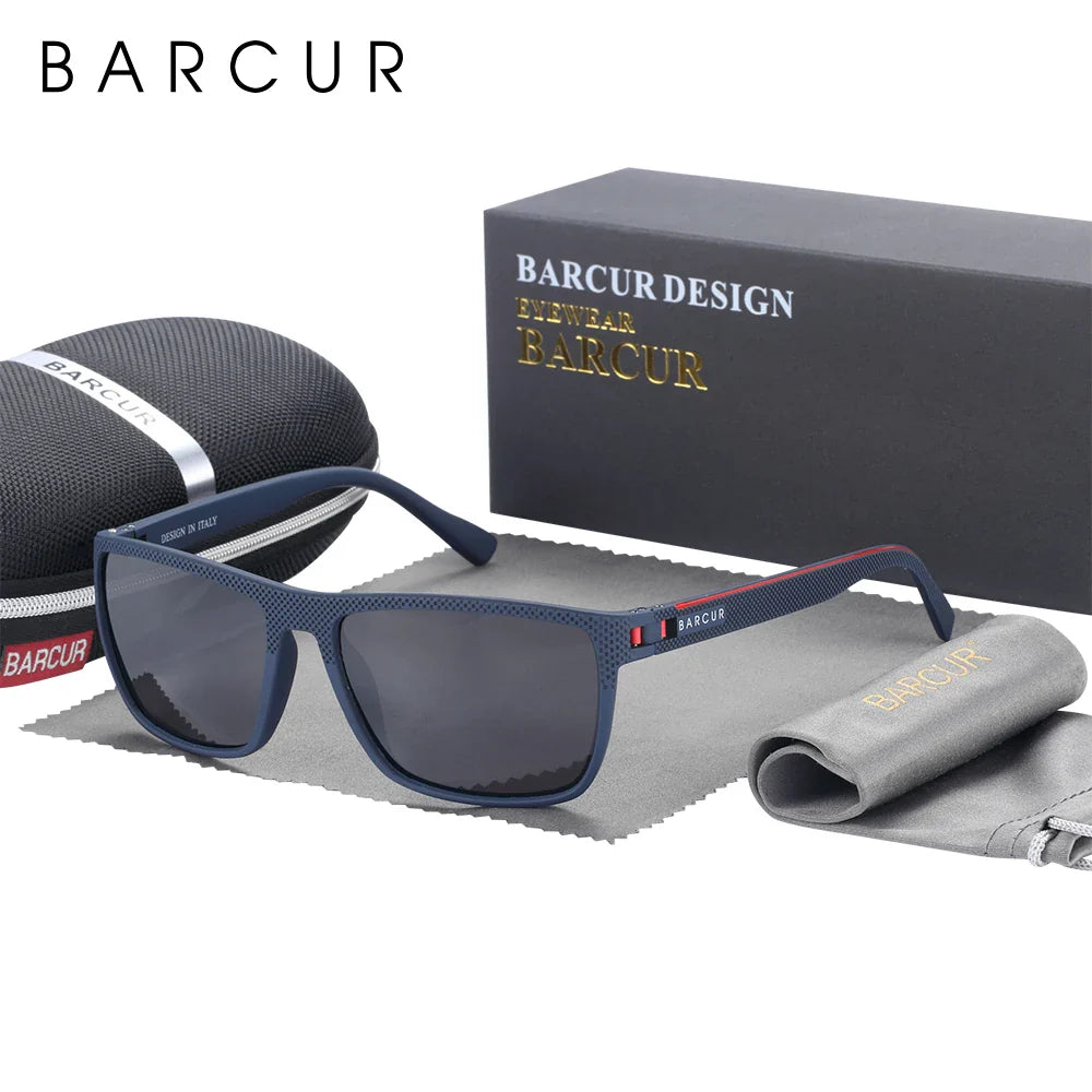 Stevvex BARCUR sports polarized sunglasses for men, lightweight TR90 square frame with UV400 protection, ideal for fishing and travel.