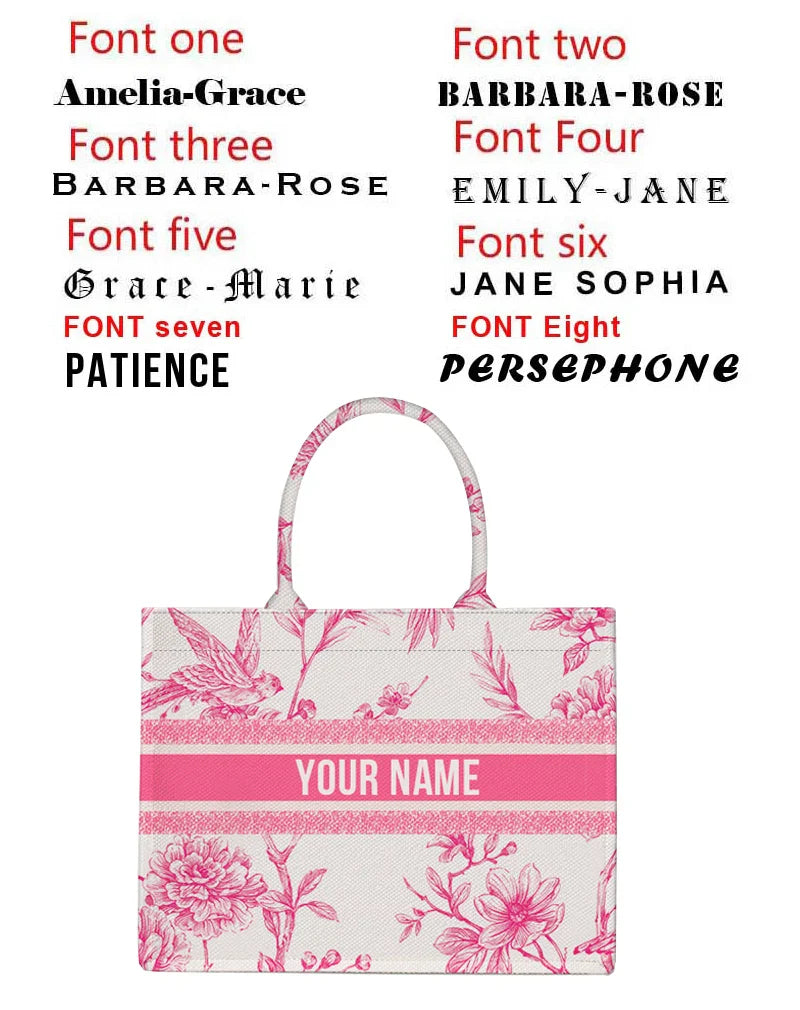 Personalized custom women's tote bag, canvas printed handbag, large capacity beach bag