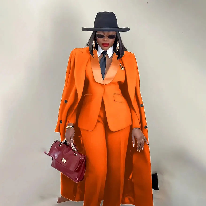 Modern Women's Suit New 3 Piece Pants Sets Blazer+Trousers+Overcoat Office Commute Elegant Style Banquet Dinner Formal Wear ZITA LA BELLE ÉLITE