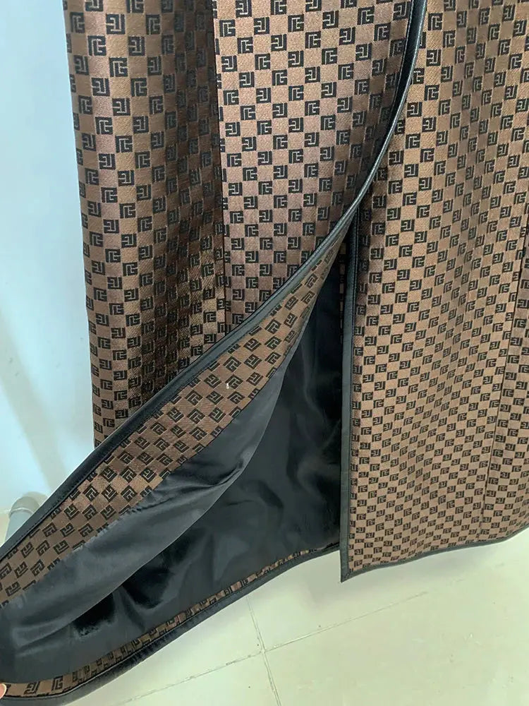 HIGH STREET Newest 2024 Fall Winter Designer Coat Women's Belted Monogram Jacquard Trench Overcoat ZITA LA BELLE ÉLITE