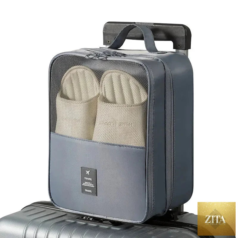Travel Shoe Bag Storage Bag Washed Diagonal Breathable Mesh Multiple Pairs of Shoes Portable Shoe Box for Business Trips