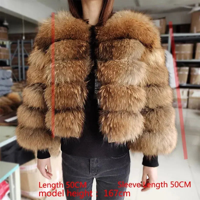 MAOMAOKONG Super Hot Winter Women Luxury Thick Real Raccoon Fur Coat Natural Fox Fur Jacket Plus Size Furry Jackets Female Vest ZITA LA BELLE ÉLITE