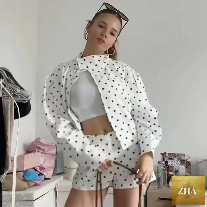 HXAO Polka Dot Bomber Jacket Women's Jackets Demi-Season Oversized Long Sleeve Top Outerwear Aviator Plus Size Zip Up Crop Coats