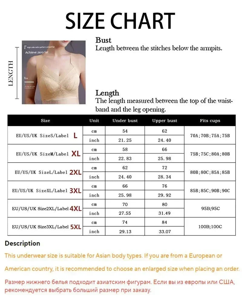 Femstylo L-6L women’s large push-up ice silk seamless lace wireless bralette, plus size summer lingerie top.