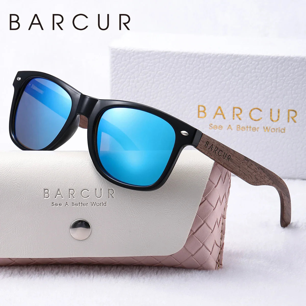 Stevvex BARCUR natural wood polarized oval women's sunglasses with dark wooden mirror legs, UVA/UVB protection, stylish summer eyewear.