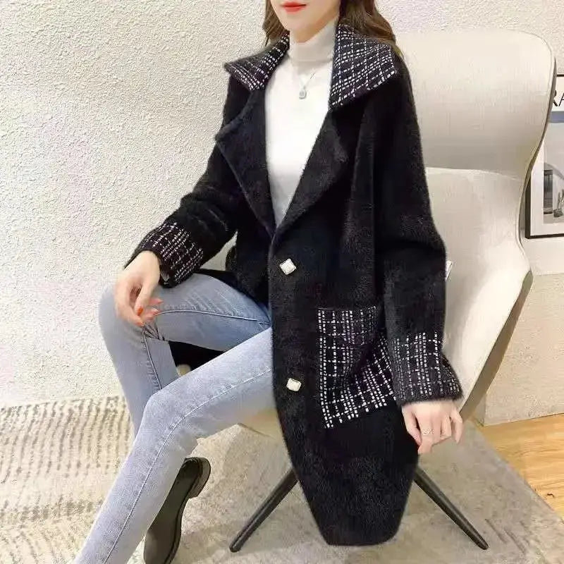 Women Imitation Mink Velvet Overcoat NEW Autumn Winter Female Coat Jacket Women's Korean Simple Long Mink Windbreaker ZITA LA BELLE ÉLITE