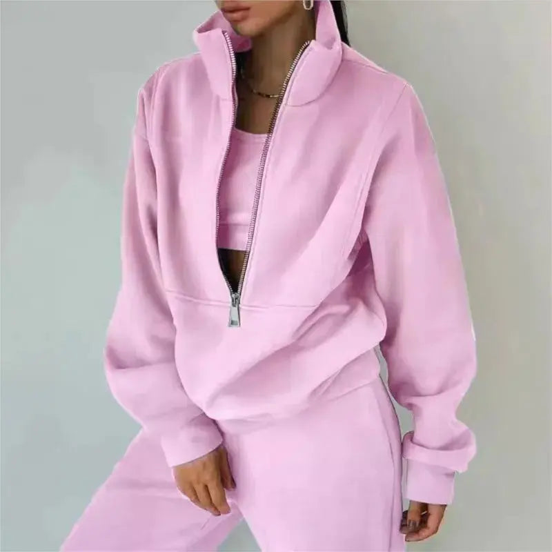 Tracksuit Set Stylish Autumn And Winter New Fashion Comfortable Warm Zipper Two-piece Sets For Sports Casual Women's Clothing ZITA LA BELLE ÉLITE