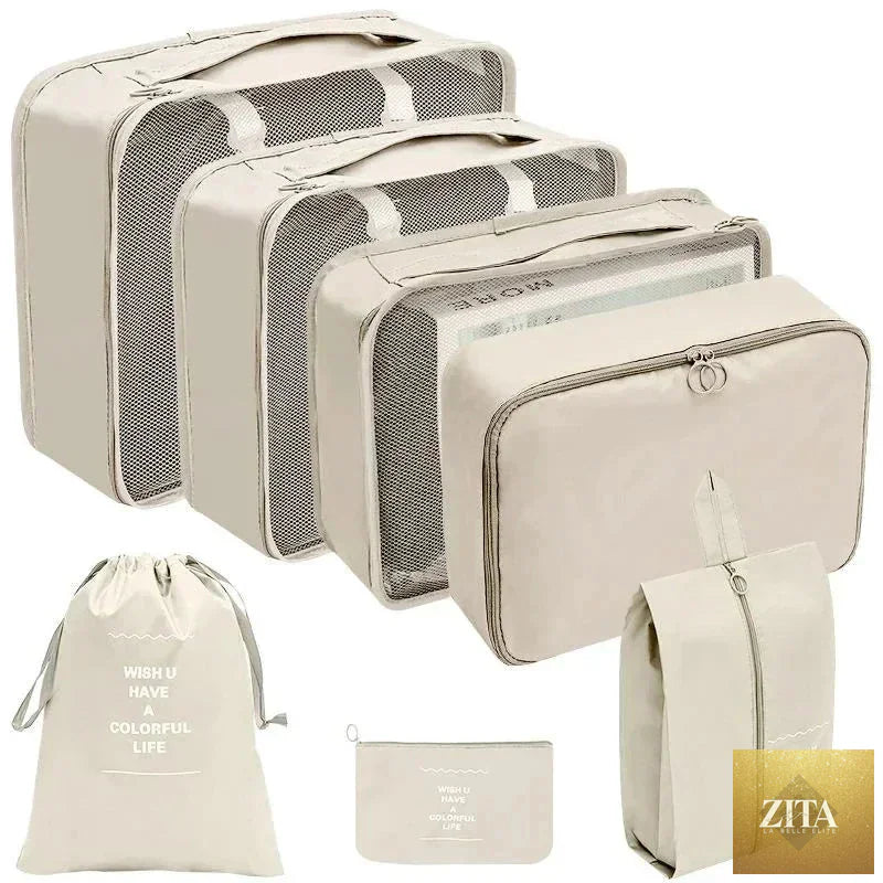 7/8/9/10-Pcs Travel Organizer Packing Cubes Set – Portable Luggage Storage Bags for Clothes, Shoes & Accessories