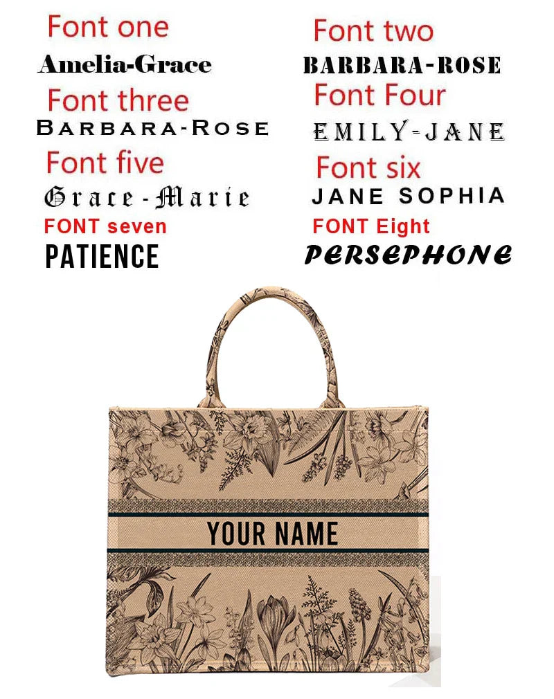 Personalized custom women's tote bag, canvas printed handbag, large capacity beach bag