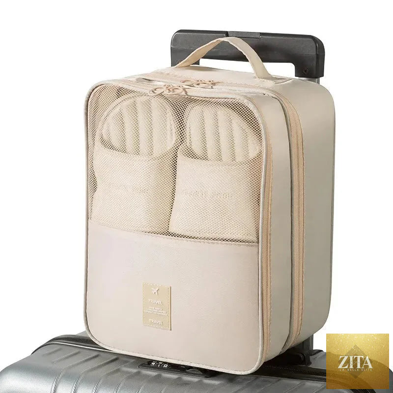 Travel Shoe Bag Storage Bag Washed Diagonal Breathable Mesh Multiple Pairs of Shoes Portable Shoe Box for Business Trips