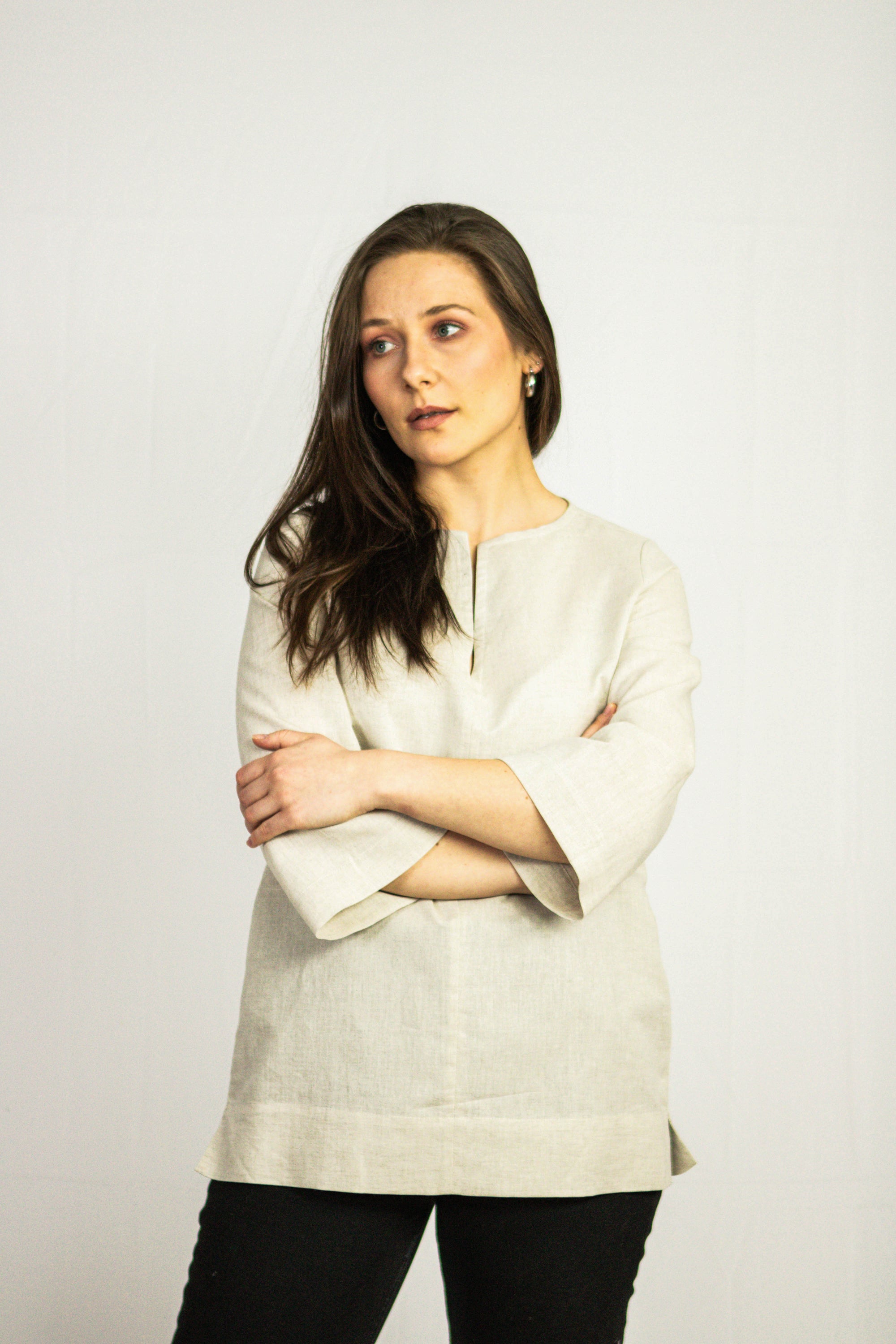 Dark Plum linen oversize top Magenta Sugarplum