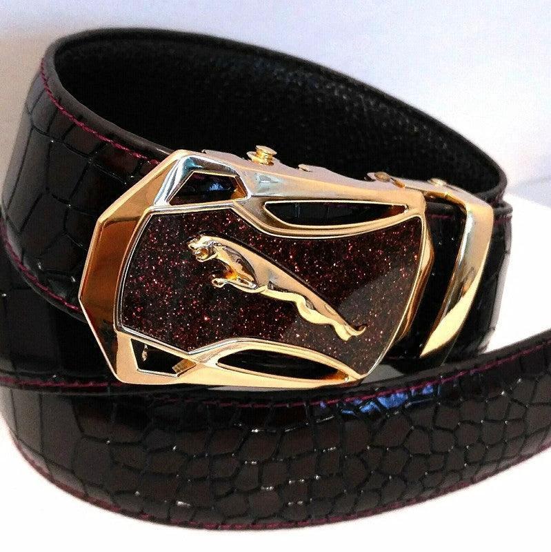 Men's Automatic Buckle Leather Belt - Leopard Sports Car Design