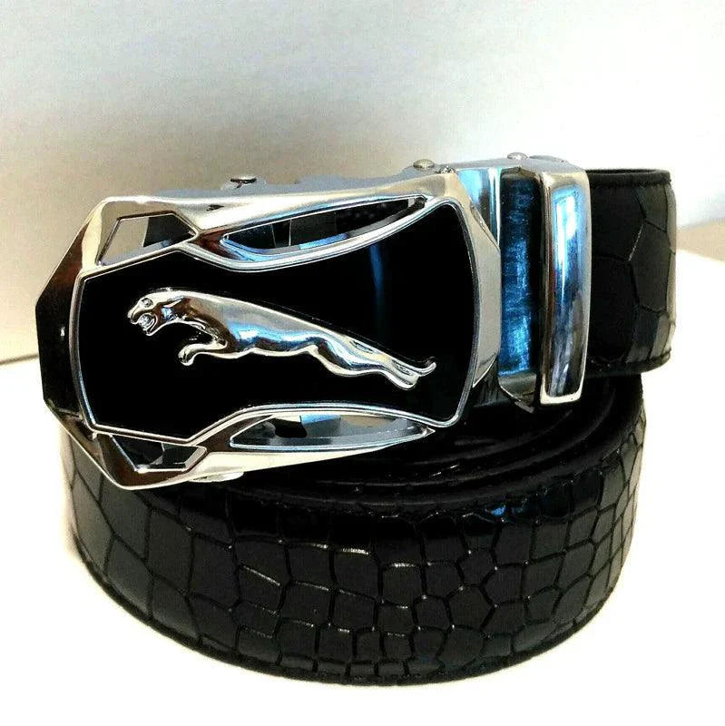 Men's Automatic Buckle Leather Belt - Leopard Sports Car Design