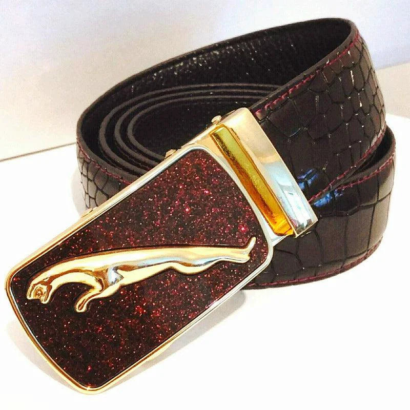 Men's Automatic Buckle Leather Belt - Leopard Sports Car Design