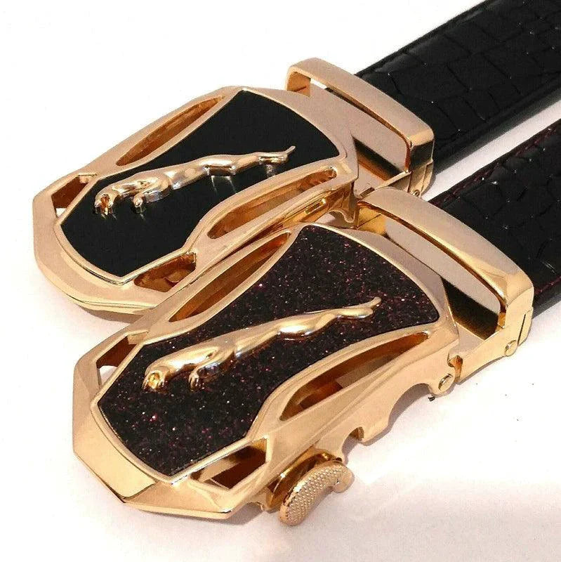 Men's Automatic Buckle Leather Belt - Leopard Sports Car Design