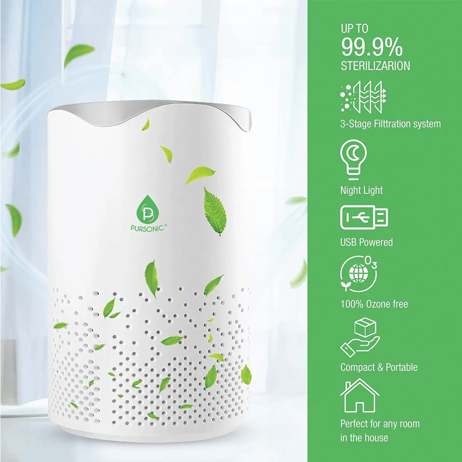 USB Powered True HEPA Air Purifier Blush Apollo