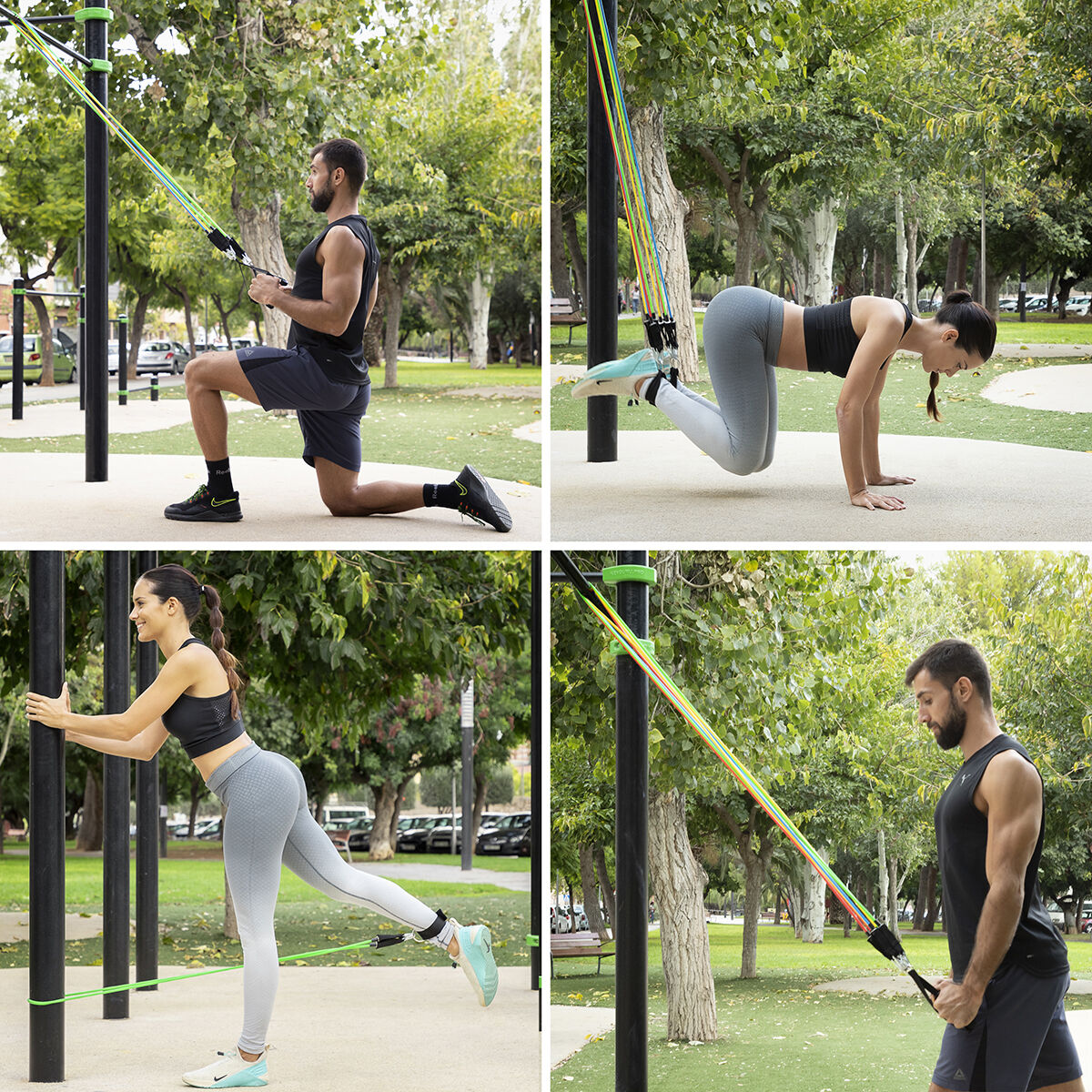 Set of Resistance Bands with Accessories and Exercise Guide Rebainer Bigbuy