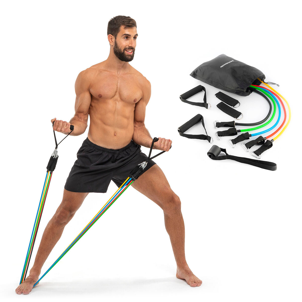 Set of Resistance Bands with Accessories and Exercise Guide Rebainer Bigbuy