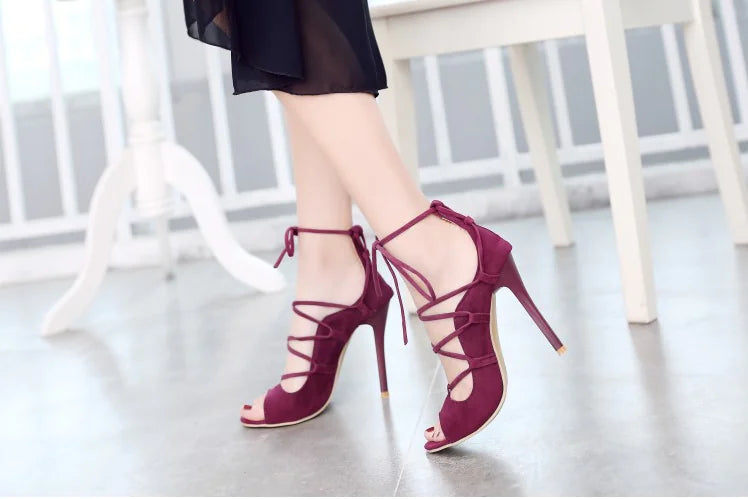 Trendy Attic Store01 women's Roman high heel peep toe sandals with stylish design and open toe detail.