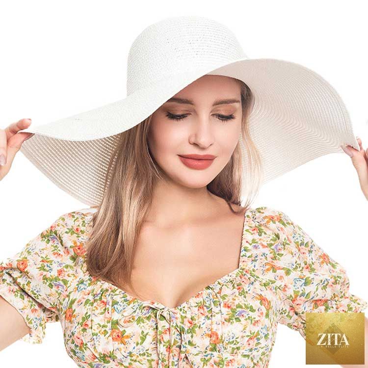 Women's Solid Floppy Straw Sun Hat