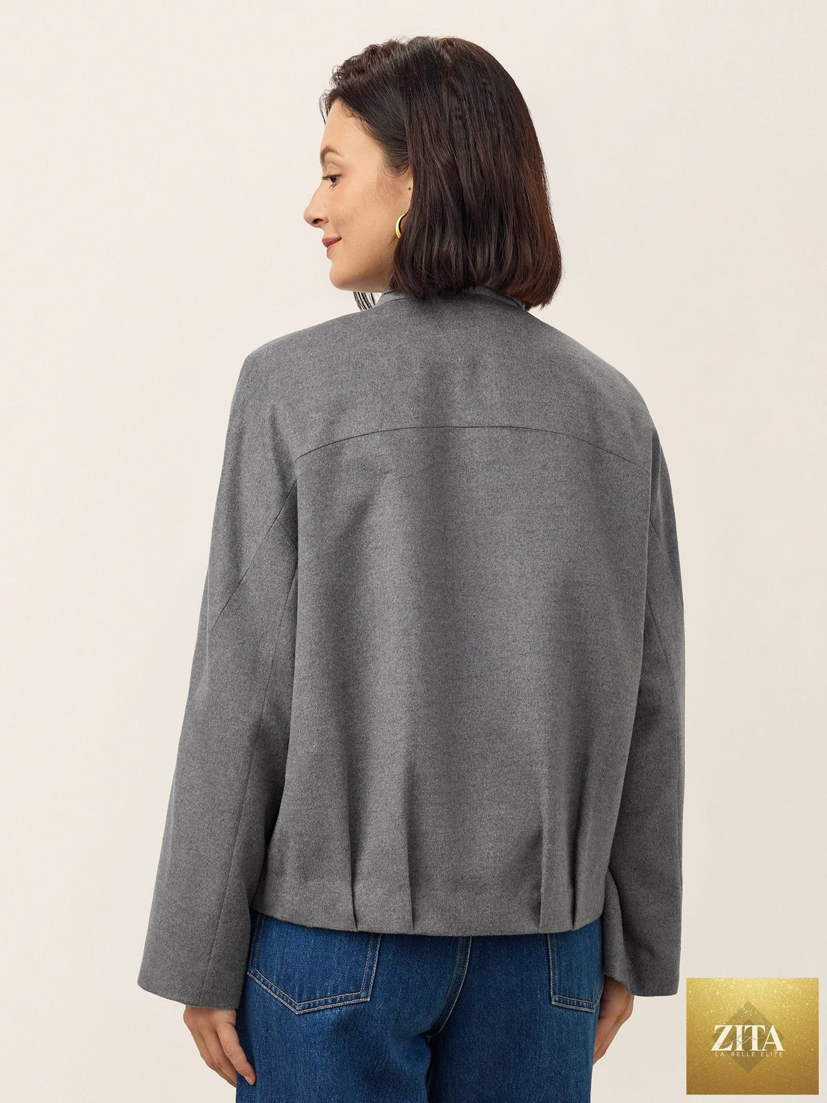 Wool Modular Scarf Collar Jacket MARIELA