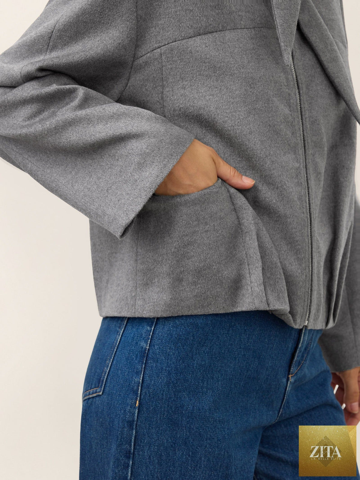 Wool Modular Scarf Collar Jacket MARIELA