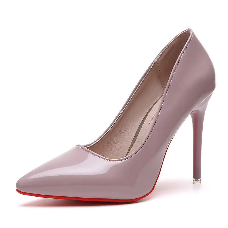 Elegant women's pointed toe high heels in black leather, stylish women shoes by Trendy Attic Store01 for formal or dressy occasions.