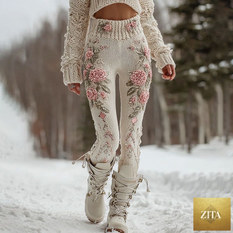 Womens All-Match Fashionable Printed Knitted Leggings