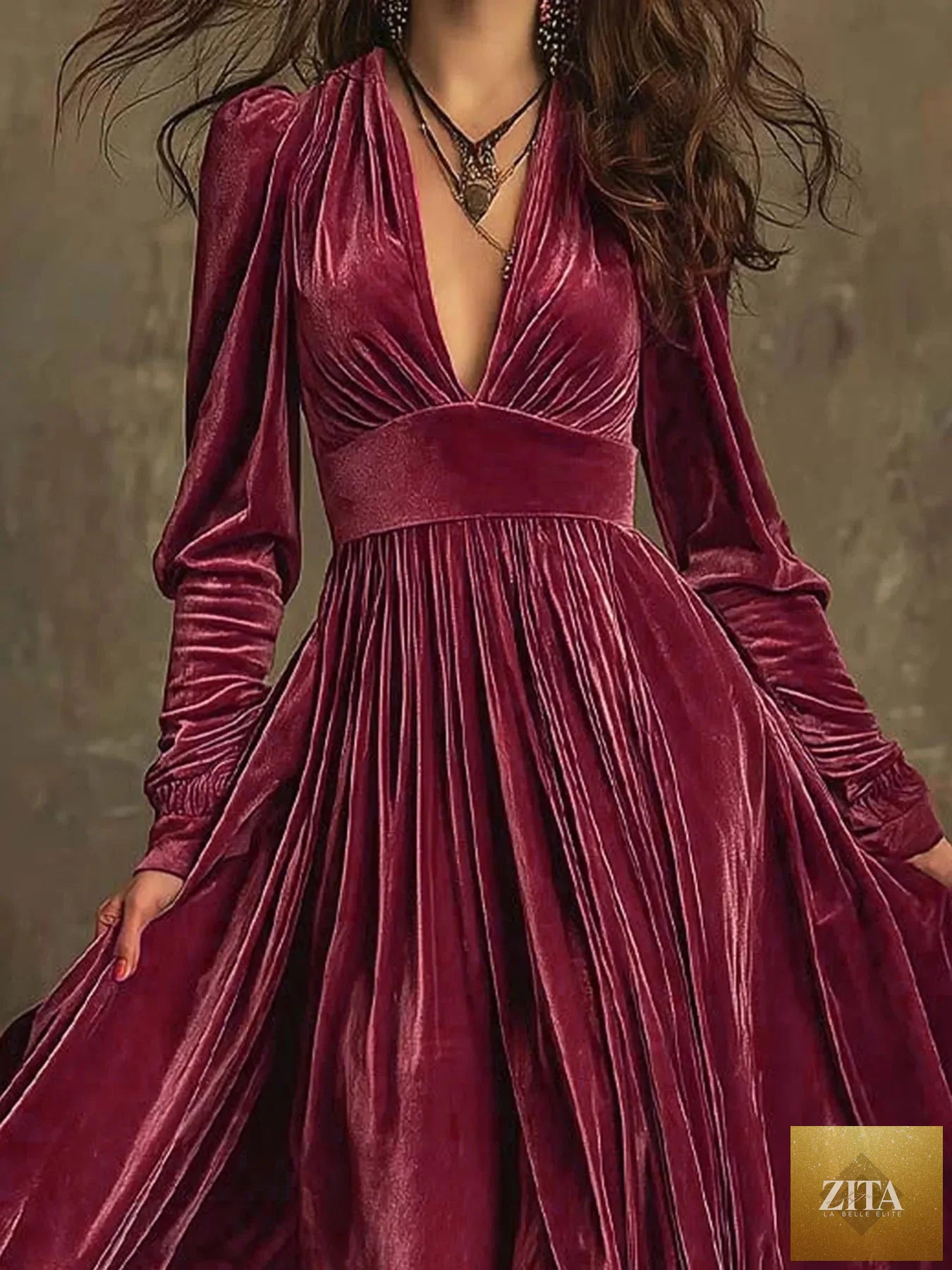 Shopiebay ruffled hem long sleeve dress in soft fabric, featuring a flowy silhouette and elegant ruffle details on the hem.