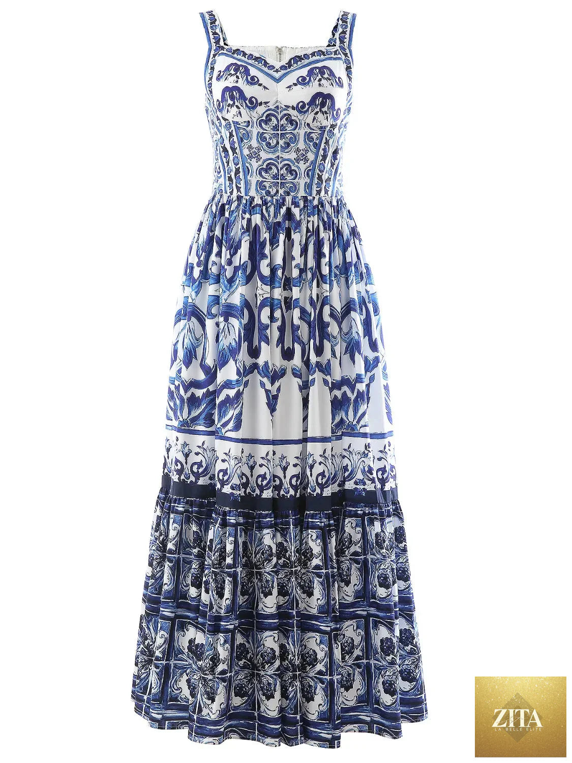Smocked printed wide strap dress by Shopiebay featuring a flowy silhouette and colorful floral pattern.