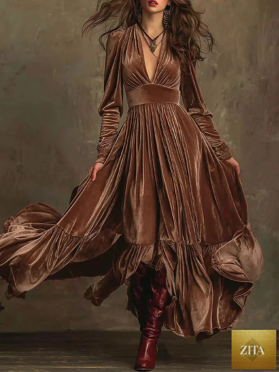 Long sleeve dress with ruffled hem by Shopiebay, featuring feminine ruffle details and a stylish, comfortable fit.