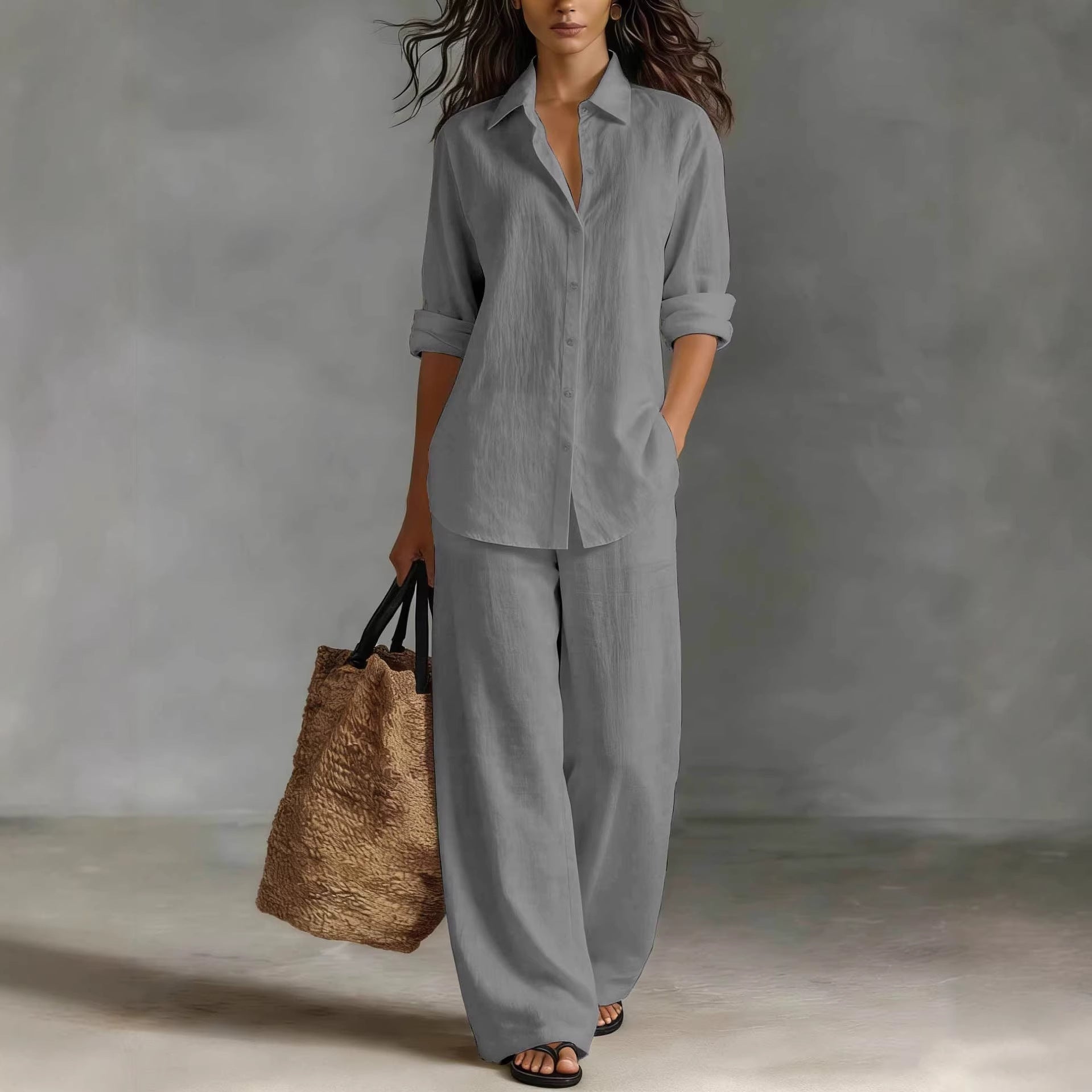 Women's Bohemian Cotton-Linen Top & Pants Set – Resort Lounge Co-ord