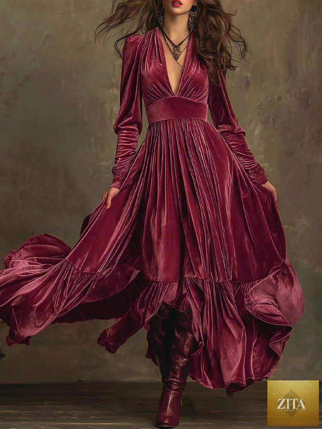 Long sleeve dress with a ruffled hem from Shopiebay, featuring a stylish and feminine design perfect for casual or dressy occasions.