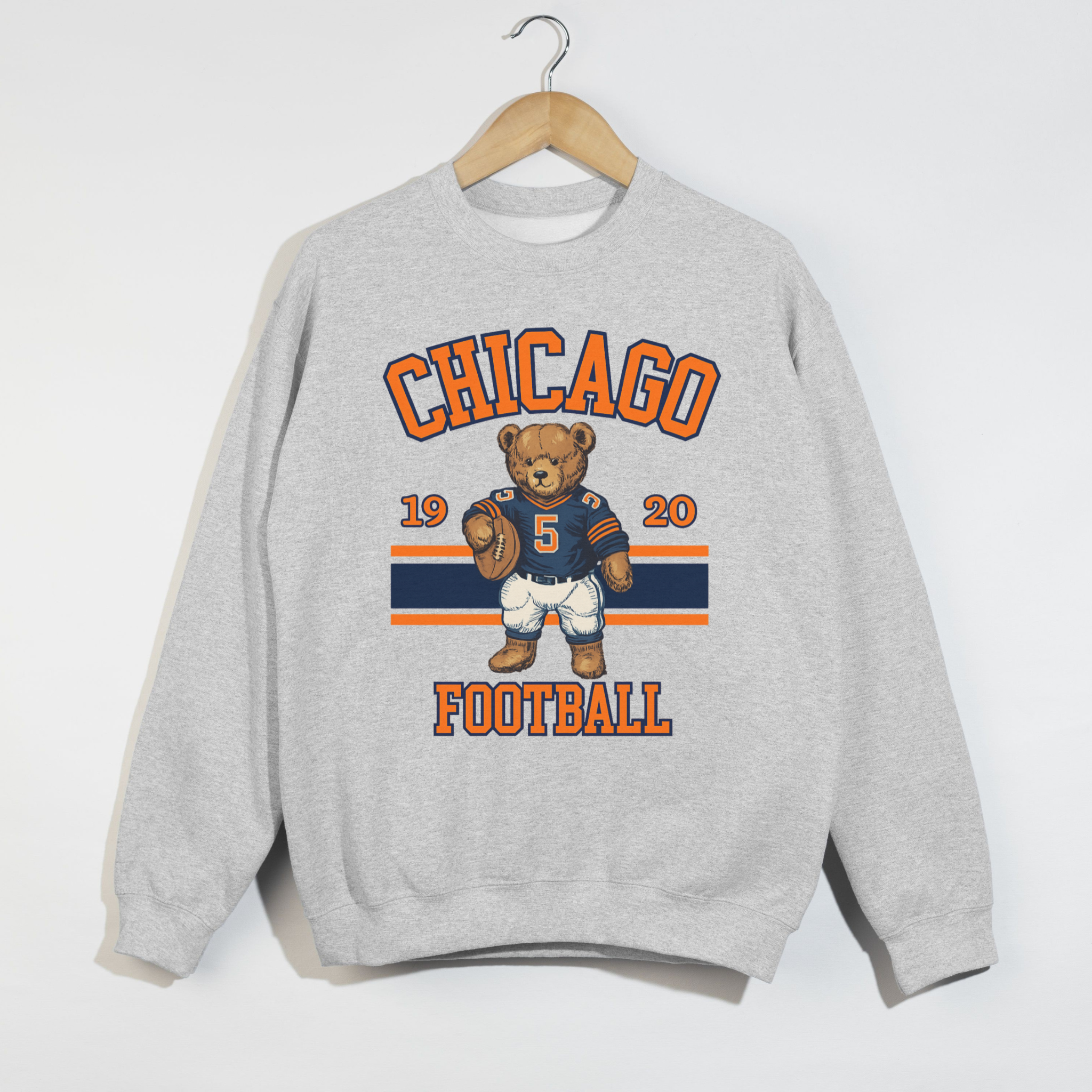Chicago Football Teddy Bear Crewneck Sweatshirt