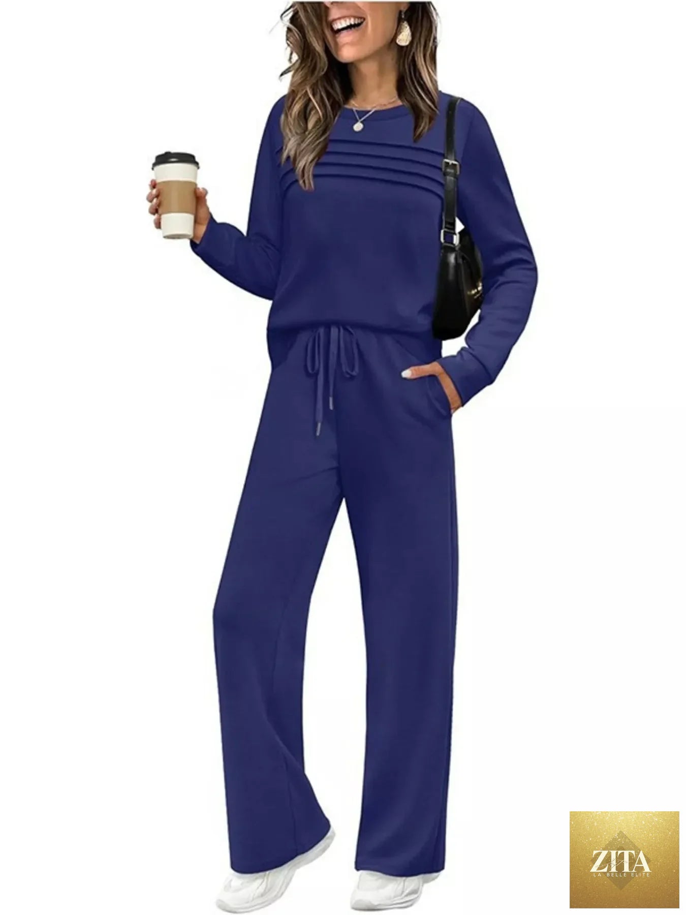 Full Size Long Sleeve Round Neck Top and Pants Set Plus Size