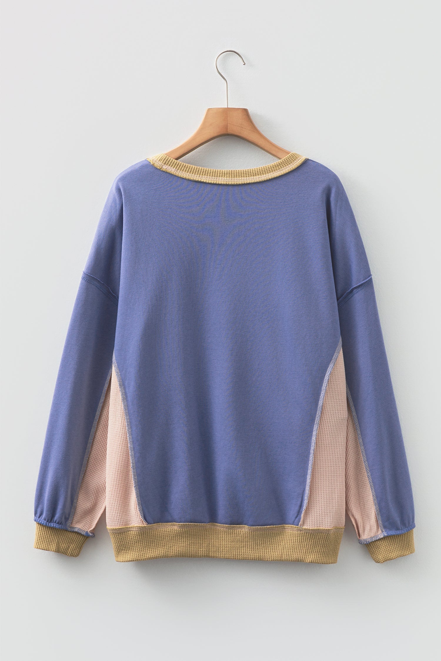 Colorblock Waffle Patchwork Oversize Sweatshirt Byzantium Bay