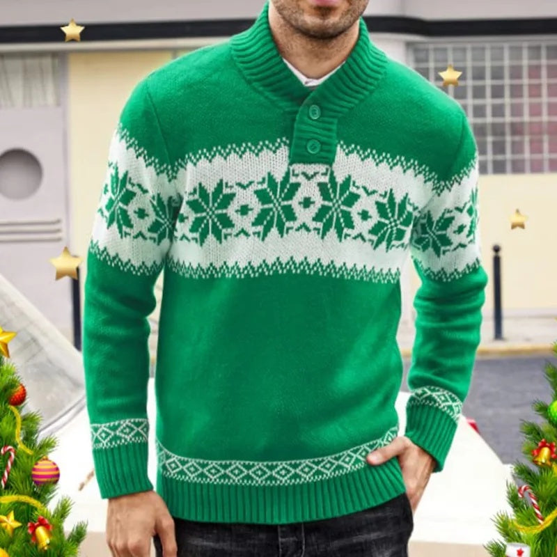 Men's New Pullover Sweater Autumn And Winter Long Sleeved Christmas Crimson Medea