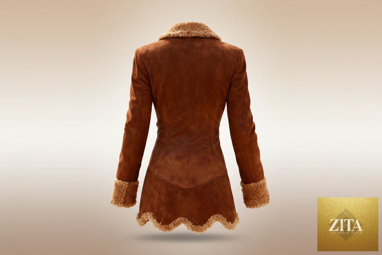 Women’s thick fleece winter coat by FitiqueFit with fur lining, featuring a warm, cozy design perfect for cold weather.