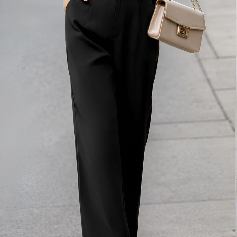 Women’s FitiqueFit elegant suit pants with pockets, casual office trousers in a tailored design, shown in a neutral fabric.