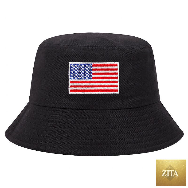 Stars And Stripes Embroidered Fisherman Sun-proof Bucket Hat