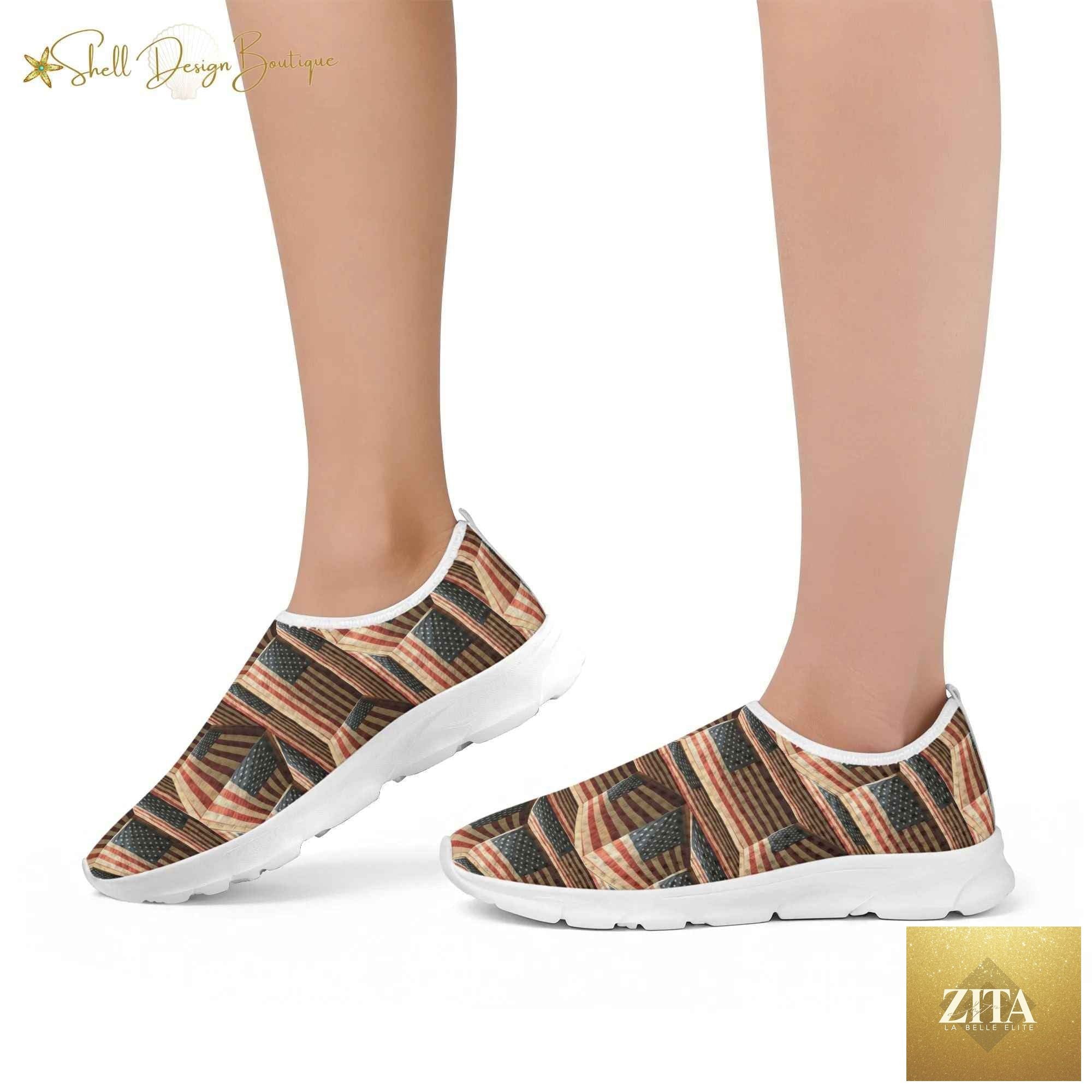 3D USA Flags Lightweight Adult Unisex Athletic Slip-on Shoes | Shipped in US